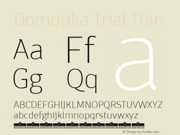 Domotika Trial Thin Version 1.000 Font Sample