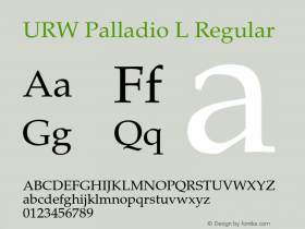 URW Palladio L Regular Version 1.500;PS 1.05;Core 1.0.38 Font Sample