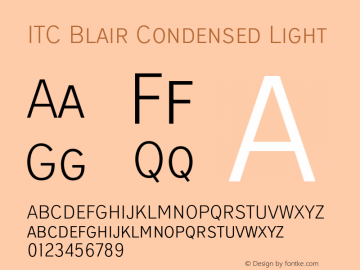 ITC Blair Condensed Light Version 1.81 Font Sample