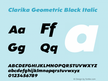 Clarika Geometric Black Italic Version 1.000;PS 001.000;hotconv 1.0.88;makeotf.lib2.5.64775图片样张