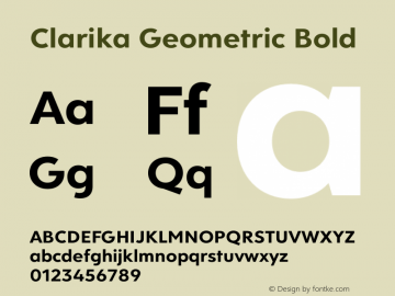 Clarika Geometric Bold Version 1.000;PS 001.000;hotconv 1.0.88;makeotf.lib2.5.64775图片样张