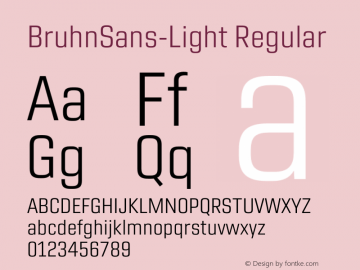 Bruhn Sans Light Version 1.00 Font Sample