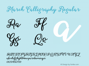 March Calligraphy  Font Sample