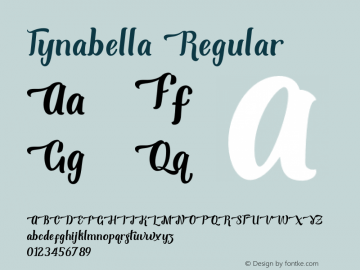 Tynabella-Regular Version 1.000;PS 001.000;hotconv 1.0.88;makeotf.lib2.5.64775 Font Sample