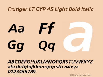 Frutiger LT Cyrillic 66 Bold Italic Version 1.01 Font Sample
