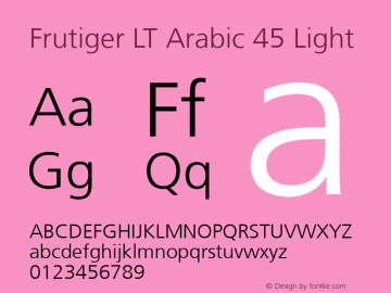 Frutiger LT Arabic 45 Light Version 1.00; 2007 Font Sample