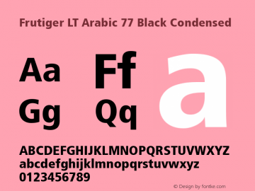 Frutiger LT Arabic 77 Black Condensed Version 2.00 Font Sample