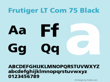 Frutiger LT Com 75 Black Version 1.60 Font Sample