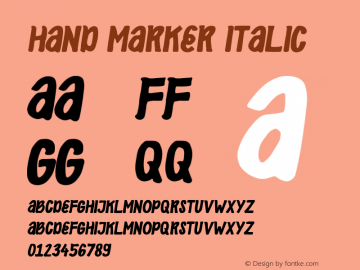 Hand Marker Italic Version 1.000 Font Sample