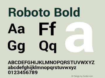 Roboto Bold Version 1.200310; 2013 Font Sample