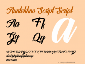 AuntekhnoScript 1.000 Font Sample