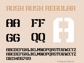 Rush Rush Version 1.00;March 12, 2018;FontCreator 11.5.0.2421 64-bit图片样张