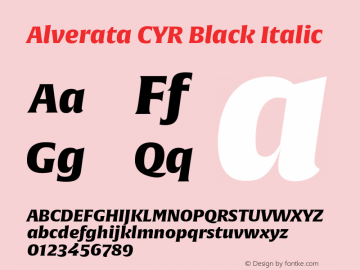 AlverataCYRBlack-Italic Version 1.001 Font Sample