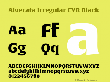 AlverataIrregularCYRBlack Version 1.001 Font Sample