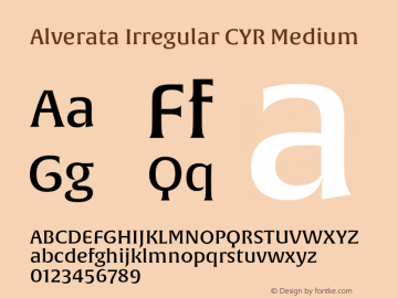 AlverataIrregularCYRMedium Version 1.001 Font Sample