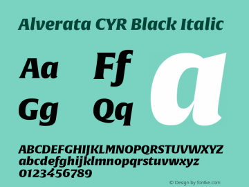 Alverata CYR Black Italic Version 1.001 Font Sample