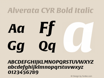 Alverata CYR Bold Italic Version 1.001 Font Sample