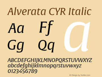 Alverata CYR Italic Version 1.001 Font Sample