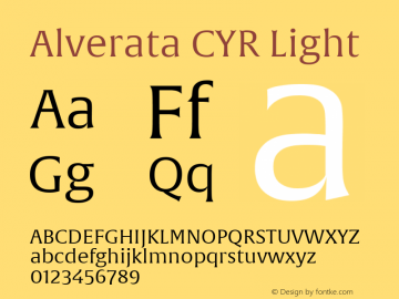 Alverata CYR Light Version 1.001 Font Sample