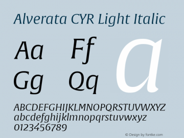 Alverata CYR Light Italic Version 1.001图片样张