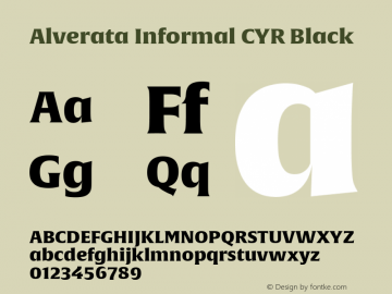 AlverataInformalCYRBlack Version 1.000 Font Sample