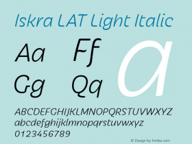 IskraLAT-LightItalic Version 1.000 Font Sample