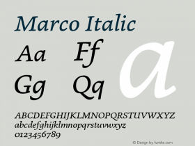 Marco Italic Version 1.002;PS 001.002;hotconv 1.0.70;makeotf.lib2.5.58329图片样张