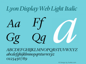 Lyon Display Web Light Italic Version 001.000 2010图片样张