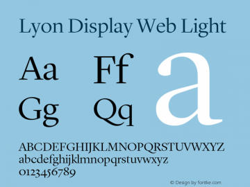 Lyon Display Web Light Regular Version 001.000 2010 Font Sample