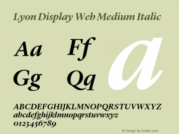 Lyon Display Web Medium Italic Version 001.000 2010图片样张