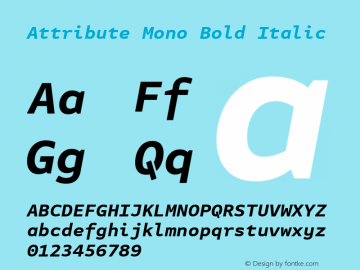 Attribute Mono Bold Italic Version 7.504; 2017; Build 1024 Font Sample