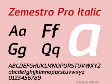 ZemestroPro-Italic Version 1.00 Font Sample