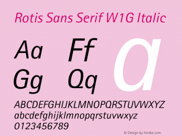 RotisSansSerifW1G-It Version 1.000 Font Sample