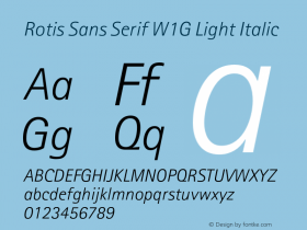 RotisSansSerifW1G-LightIt Version 1.000 Font Sample