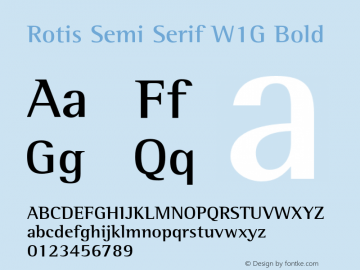 RotisSemiSerifW1G-Bold Version 1.000 Font Sample