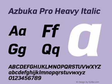 AzbukaPro-HeavyItalic Version 1.000 Font Sample