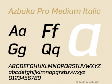 AzbukaPro-MediumItalic Version 1.000 Font Sample