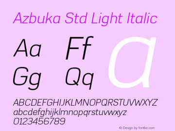 AzbukaStd-LightItalic Version 1.000 Font Sample