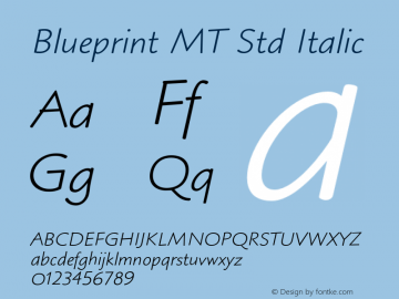 BlueprintMTStd-Italic Version 1.000;PS 001.000;hotconv 1.0.38图片样张