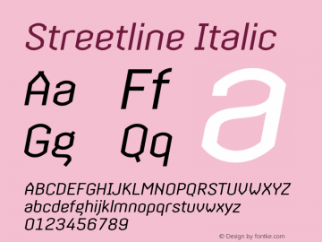 Streetline-Italic 1.0 Font Sample