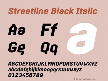 Streetline-BlackItalic 1.0 Font Sample