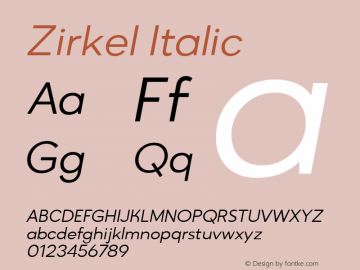 Zirkel   Italic Version 1.000;PS 001.000;hotconv 1.0.70;makeotf.lib2.5.58329 DEVELOPMENT;com.myfonts.easy.ondrej-kahanek.zirkel.regular-italic.wfkit2.version.4cuB图片样张