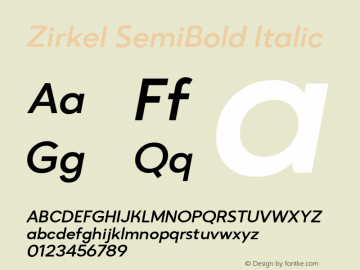 Zirkel   SemiBold Italic Version 1.000;PS 001.000;hotconv 1.0.70;makeotf.lib2.5.58329 DEVELOPMENT;com.myfonts.easy.ondrej-kahanek.zirkel.semibold-italic.wfkit2.version.4cuH Font Sample