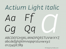 Actium-LightItalic Version 1.002 Font Sample