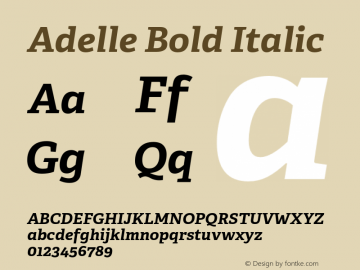 Adelle-BoldItalic Version 1.001 Font Sample