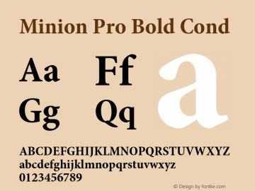 MinionPro-BoldCn Version 2.115;PS 2.000;hotconv 1.0.78;makeotf.lib2.5.61930 Font Sample