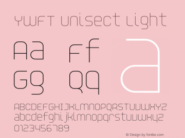 YWFTUnisect-Light version 1.00 Font Sample