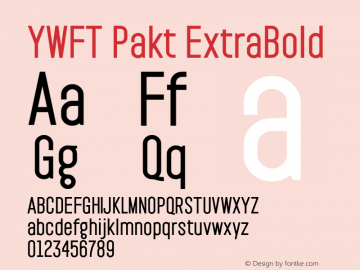 YWFTPakt-ExtraBold version 1.00 Font Sample