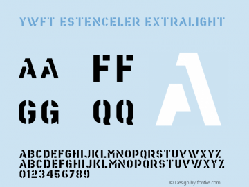 YWFTEstenceler-ExtraLight Version 1.000 2004 initial release图片样张