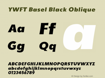 YWFTBasel-BlackOblique Version 1.000 2009 initial release图片样张